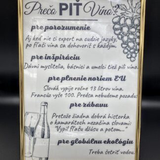 Tabuľka pre milovníkov vína "Prečo piť víno"