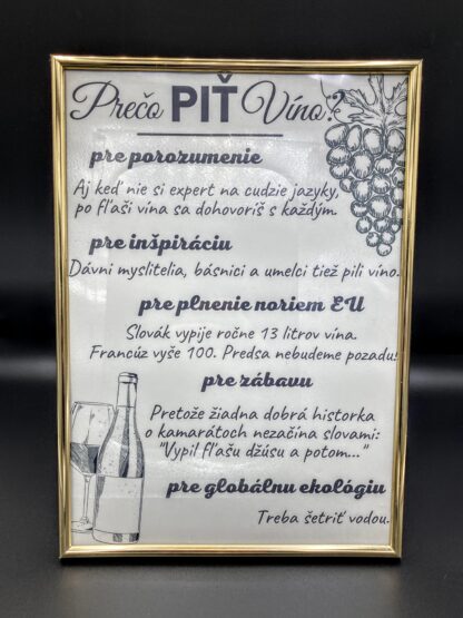 Tabuľka pre milovníkov vína "Prečo piť víno"
